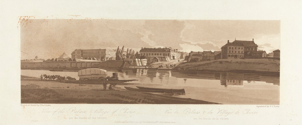 Pohled na palác a vesnici Choisi, na břehu Siene 1803; Deska 14 z Views v Paříži, Emanuel Volume obkreslování desky B1981.25.2623 od Frederick Christian Lewis the Elder