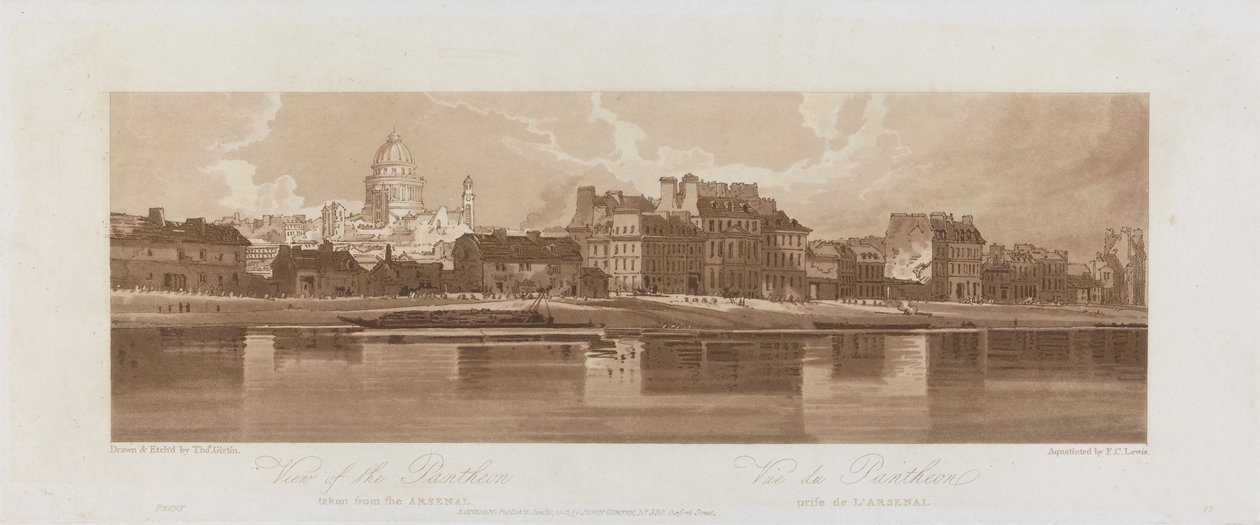 Pohledy na Pantheon, převzato z Arseal 1803; Deska 12 z Views in Paris, Emanuel Volume tracing of plate 1981.25.2621 od Frederick Christian Lewis the Elder