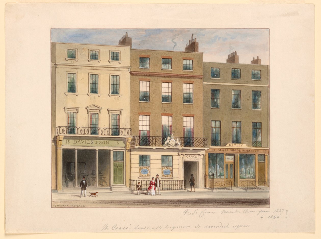 Exteriér, Frederick Crace and Son Establishment, 14 Wigmore Street, Londýn od Frederick Crace