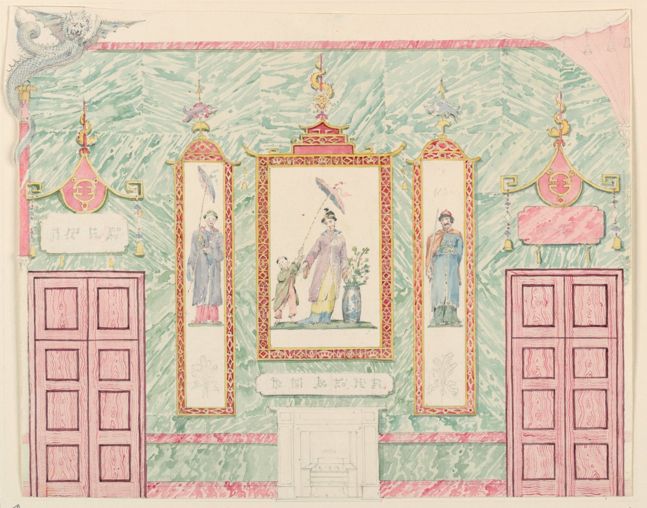 Wall Elevation, pravděpodobně pro banketovou místnost, Royal Pavilion, Brighton od Frederick Crace