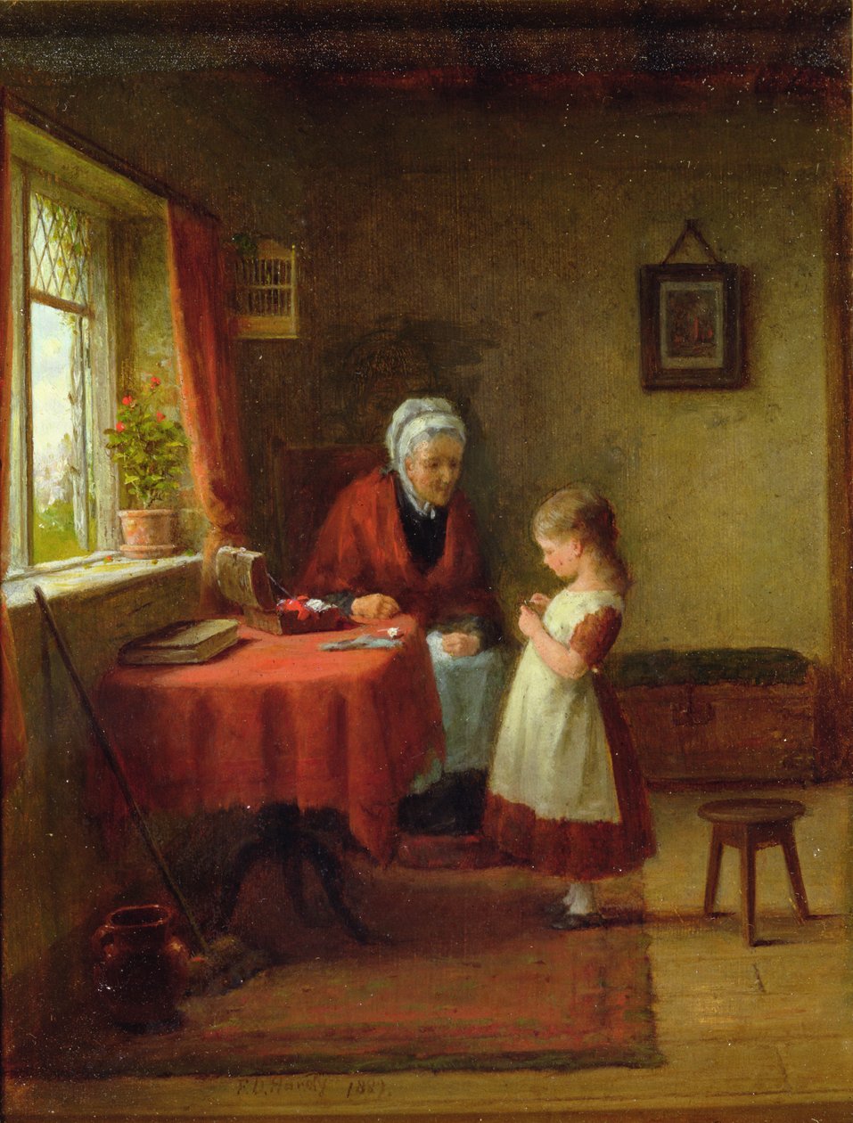 První lekce šití od Frederick Daniel Hardy