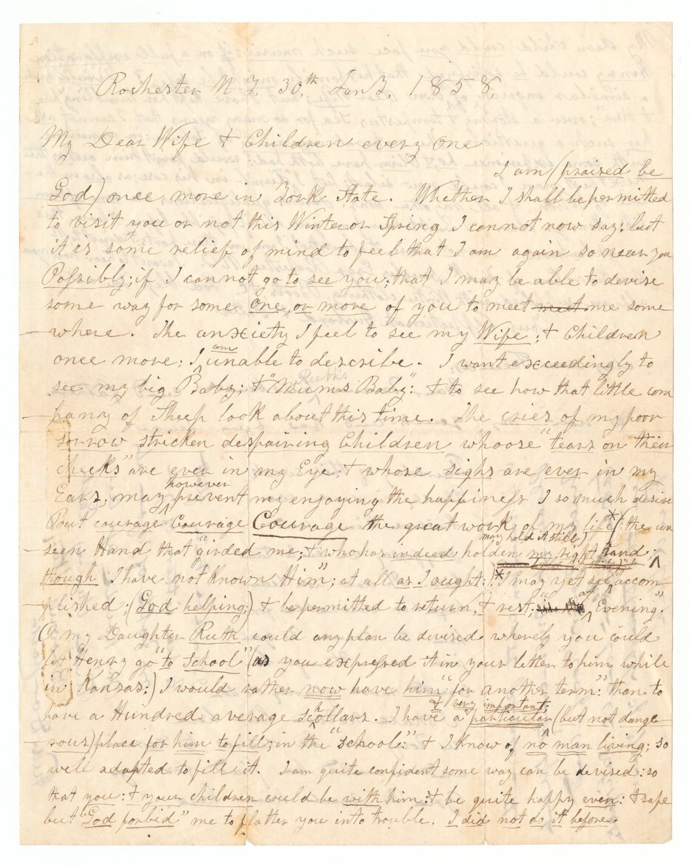 Dopis napsaný Johnem Brownem a Frederickem Douglassem Brownově ženě a dětem, 30. ledna 1858. od Frederick Douglass