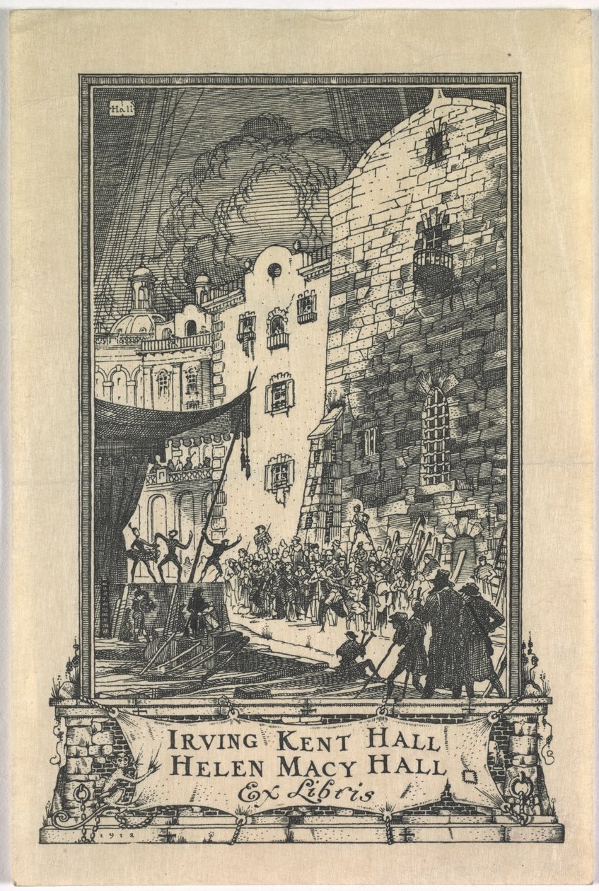Knihovna: Irving Kent Hall a Mary Kent Hall, nápis Ex Libris od Frederick Garrison Hall