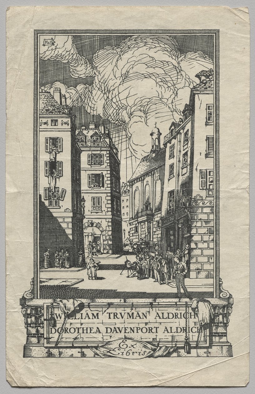 Knihovna: William Truman Aldrich a Dorthea Davenport Aldrich, nápis Ex Libris od Frederick Garrison Hall
