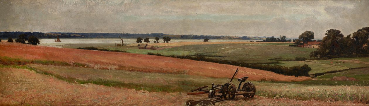 Nakládání sena, ústí řeky Stour (olej na desce) od Frederick George Cotman