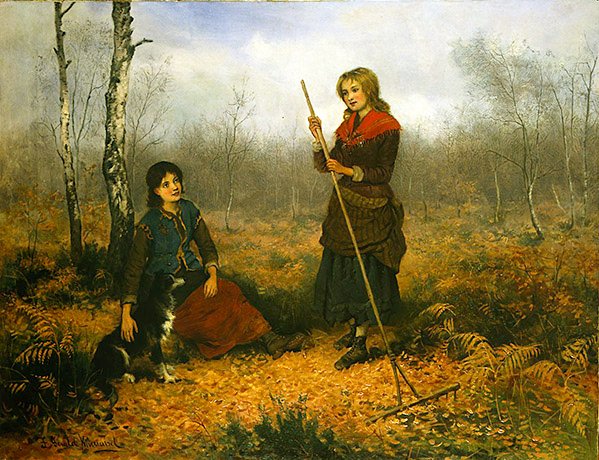 Sběr listí (olej na plátně) od Frederick Gerald Kinnaird