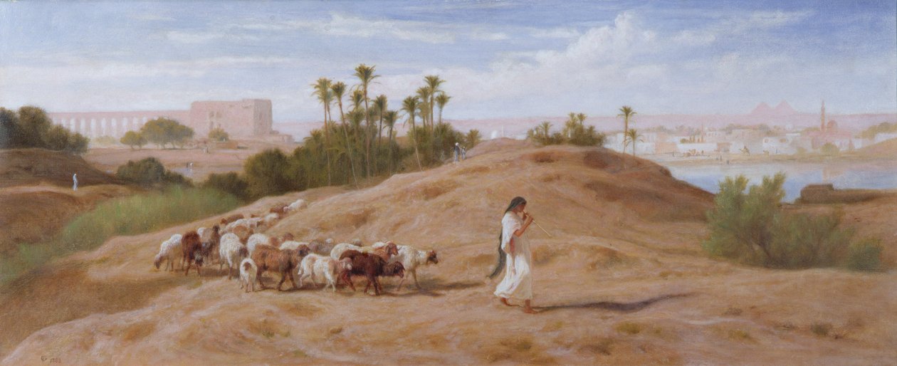 Stádo koz poblíž Káhiry od Frederick Goodall
