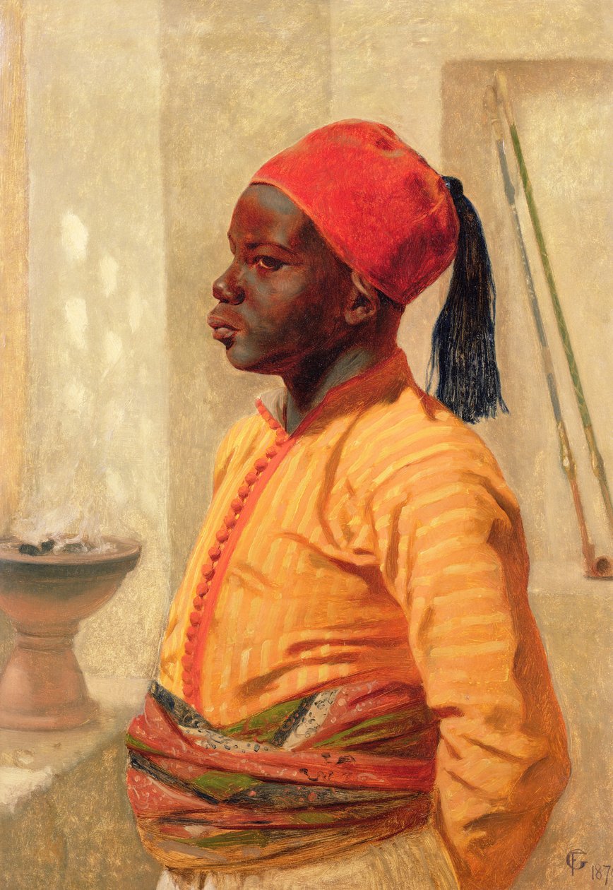 Polodlouhý portrét arabského chlapce od Frederick Goodall