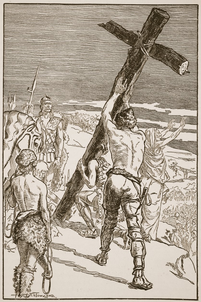 Oswald staví kříž, ilustrace z 