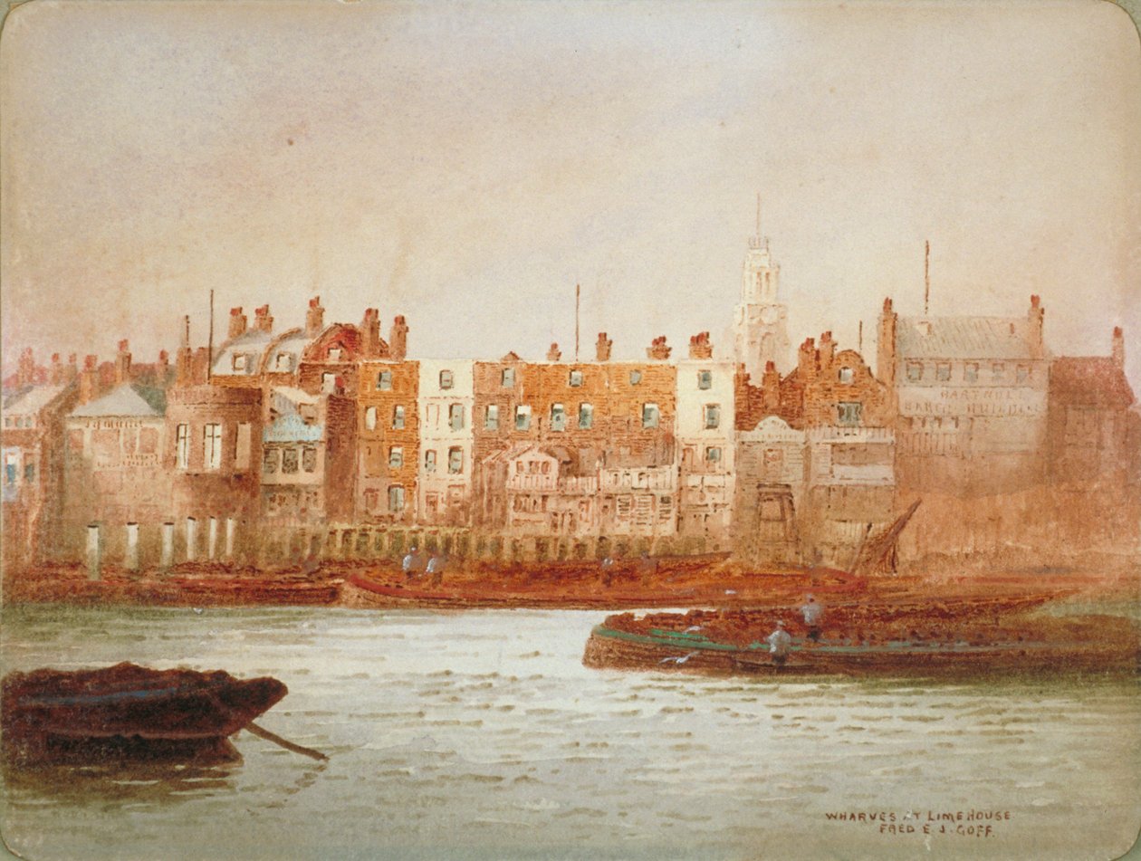 Wharves at Limehouse, Londýn, c1850 od Frederick J Goff