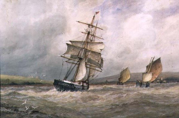 Ústa řeky Adur (akvarel) od Frederick James Aldridge