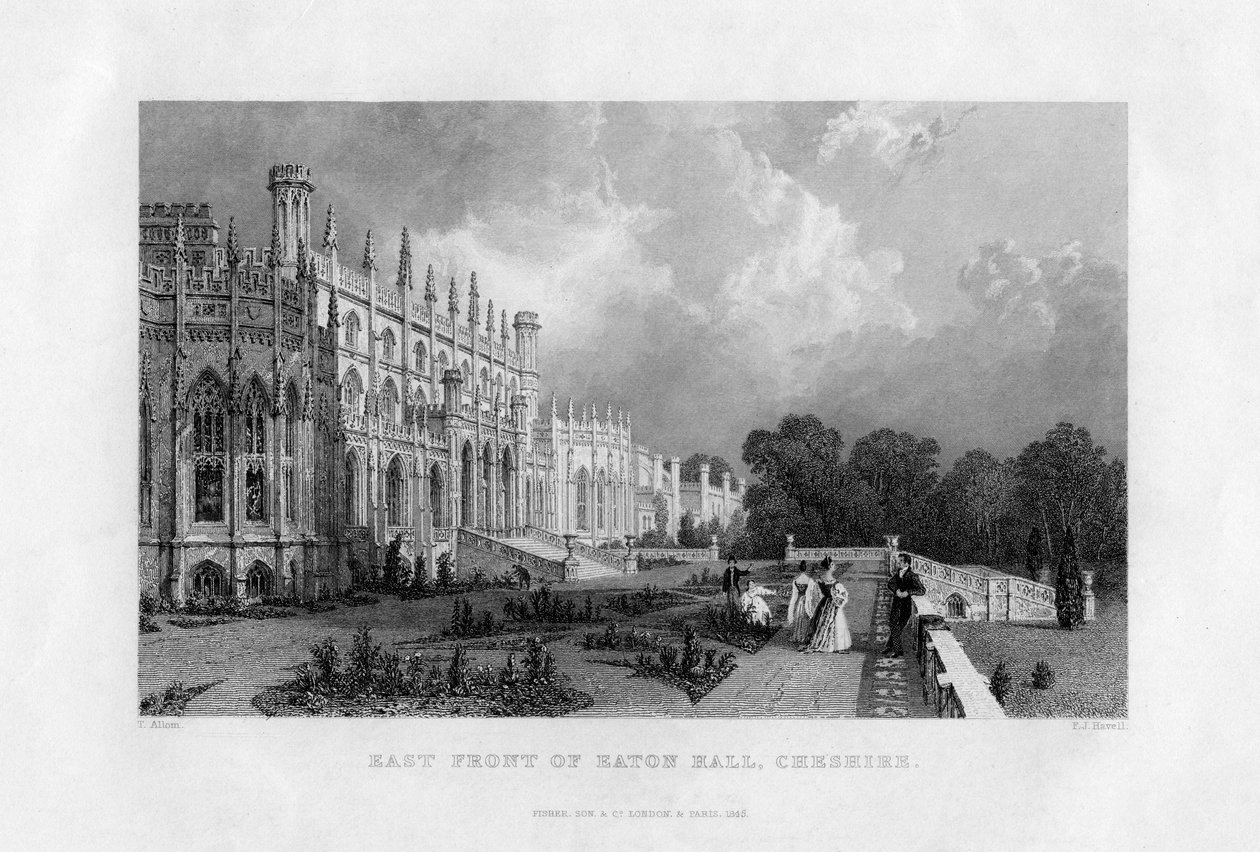 Východní fronta Eaton Hall, Cheshire, 1845 od Frederick James Havell