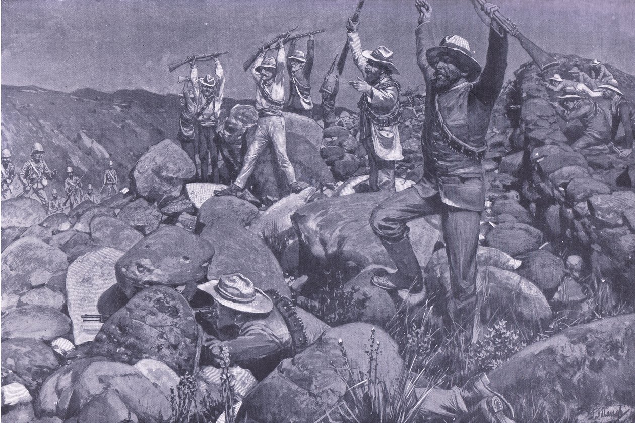 Předstíraná kapitulace, která přivedla Liverpool do zoufalé pozice, ilustrace z After Pretoria: The Guerilla War, 1902 od Frederick Judd Waugh