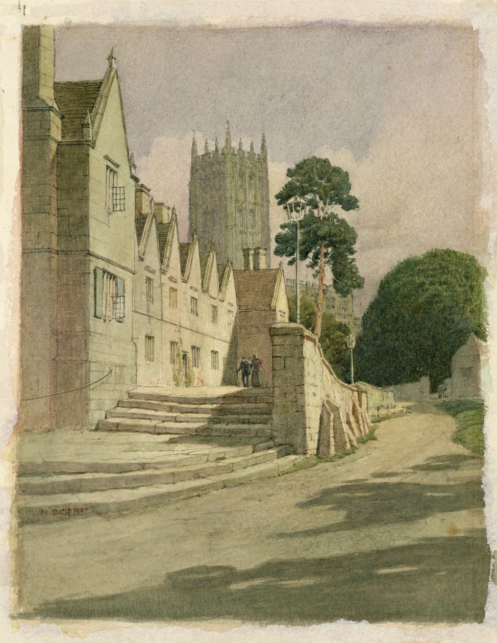 Almshouses, Campden, 1907 (wc na papíře) od Frederick Landseer Maur Griggs