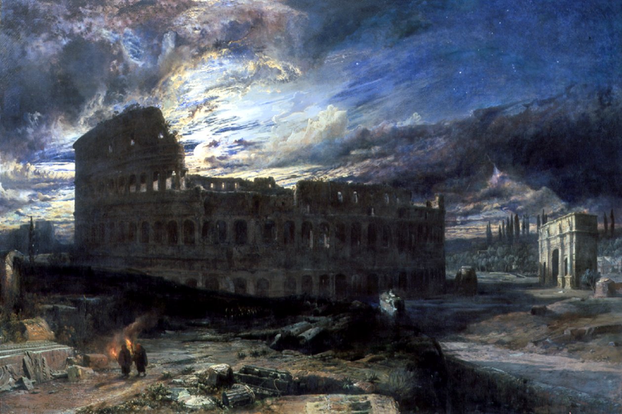 Koloseum v Římě za měsíčního svitu, 1859 od Frederick Lee Bridell
