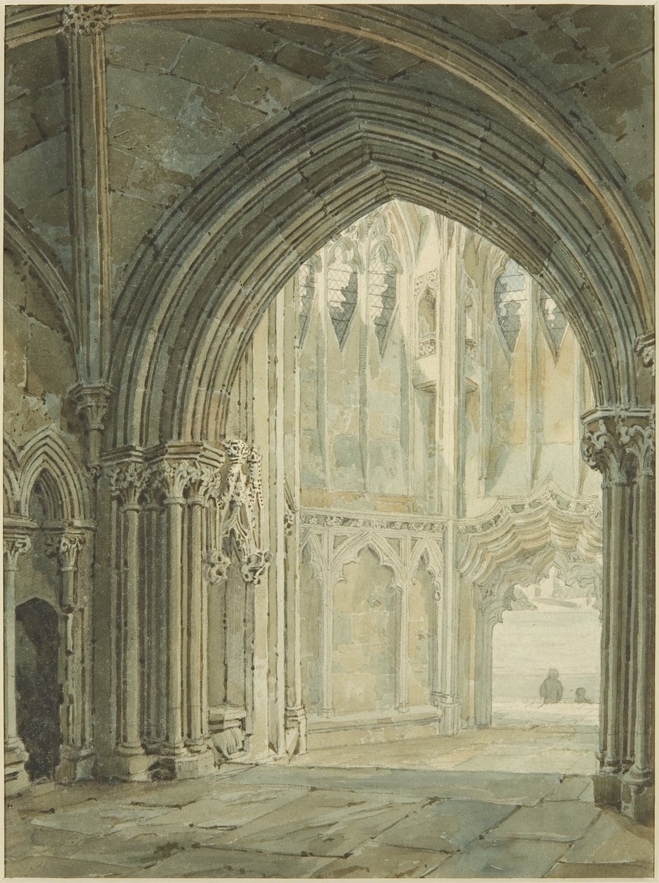 Interiér severní verandy St Mary Redcliffe od Frederick Mackenzie