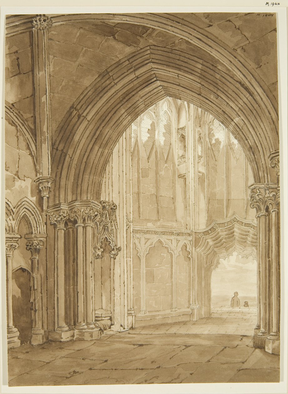 Interiér severní verandy St Mary Redcliffe od Frederick Mackenzie