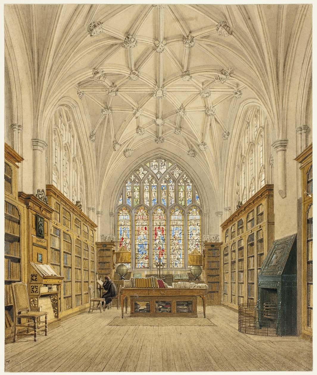 Knihovna Winchester College od Frederick Mackenzie