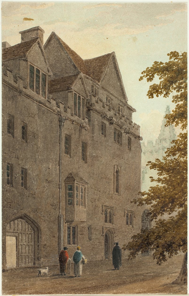 Stará Magdalen Hall z Gravel Walk Burnt Down A.D. od Frederick Mackenzie