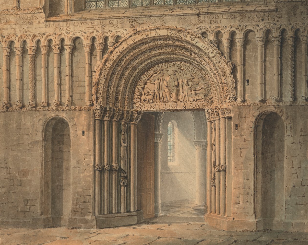 The West Door, Rochester Cathedral, Kent od Frederick Mackenzie