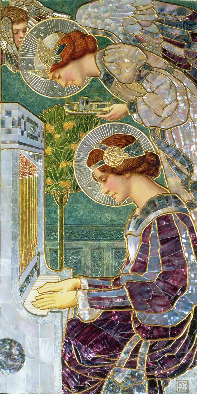 Svatá Cecílie, 1903 (malovaný reliéf, perleť) od Frederick Marriott