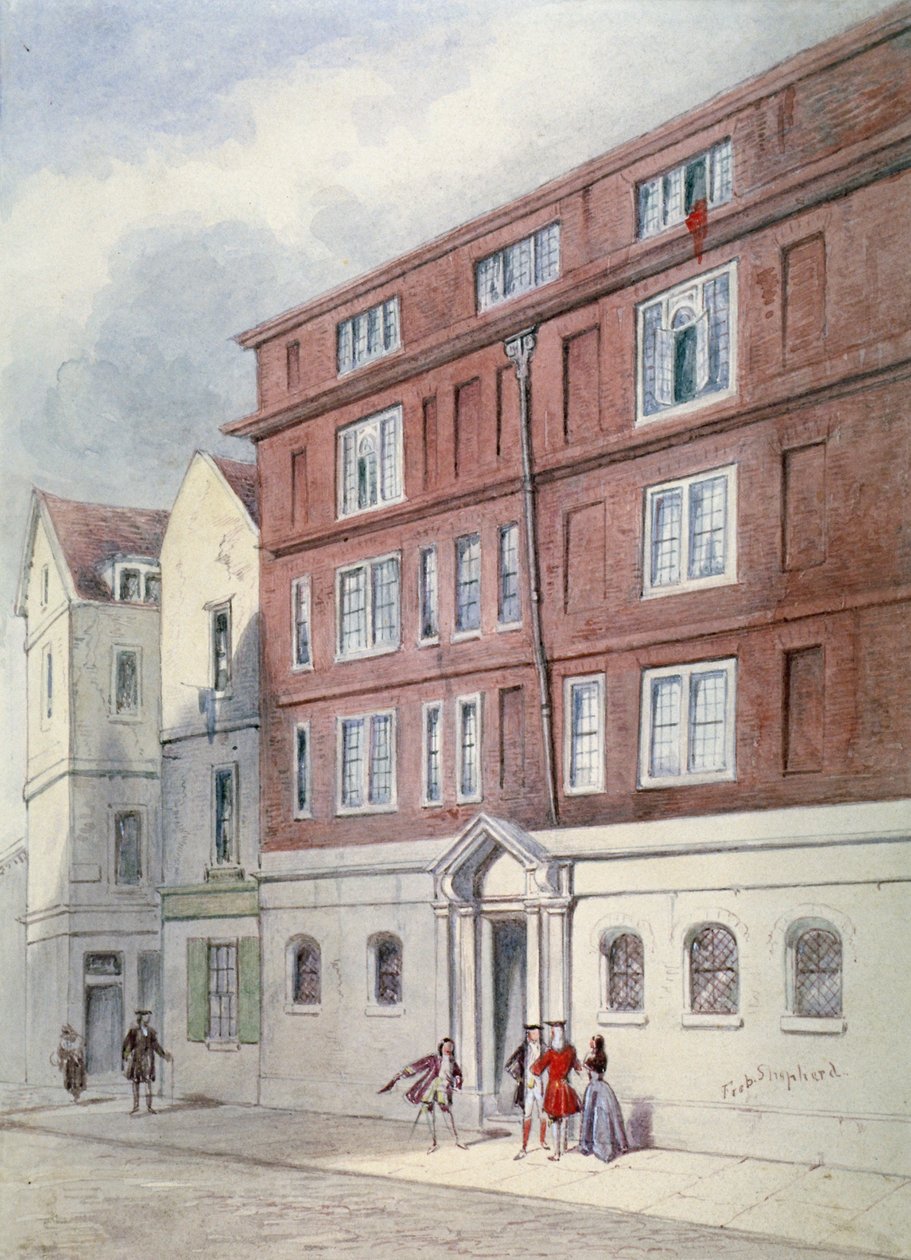 Rezidence Titus Oates, Oat Lane, City of London, 1845. od Frederick Napoleon Shepherd