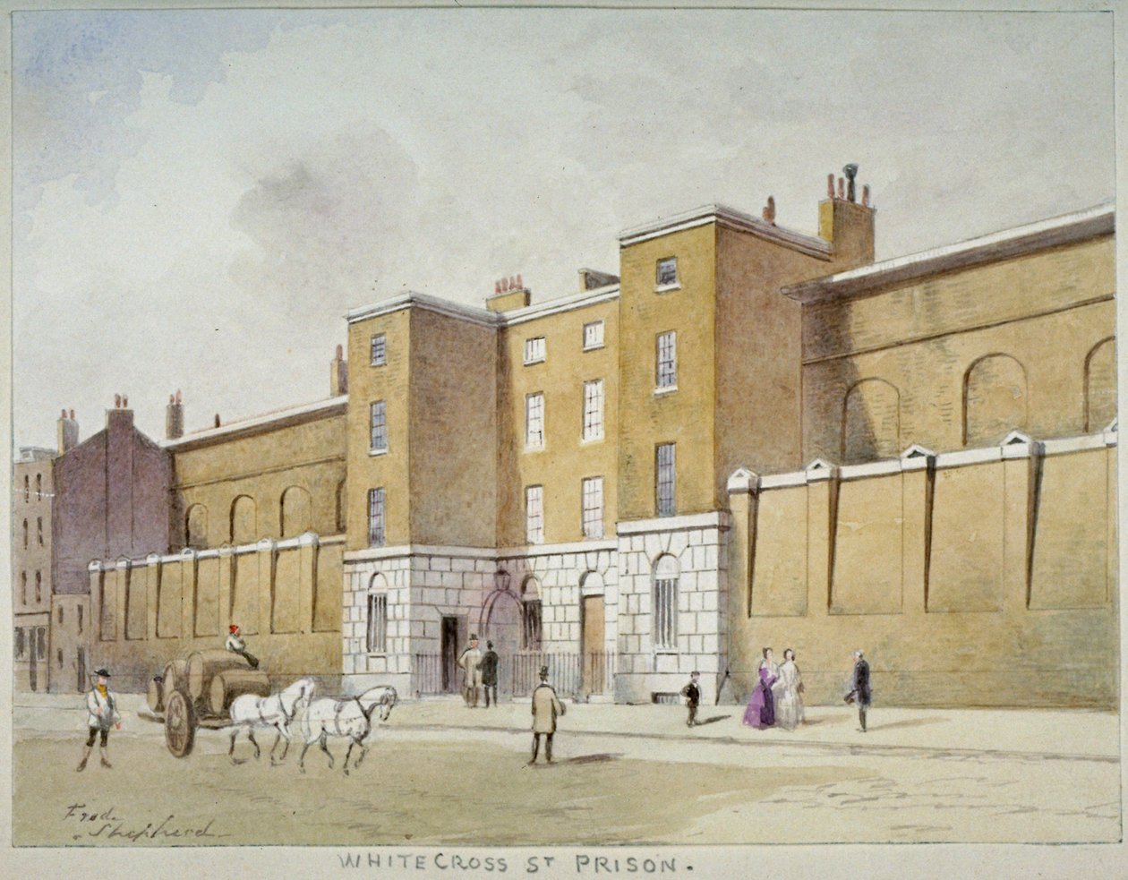 Pohled na věznici Whitecross Street pro dlužníky, Londýn, c1840 od Frederick Napoleon Shepherd