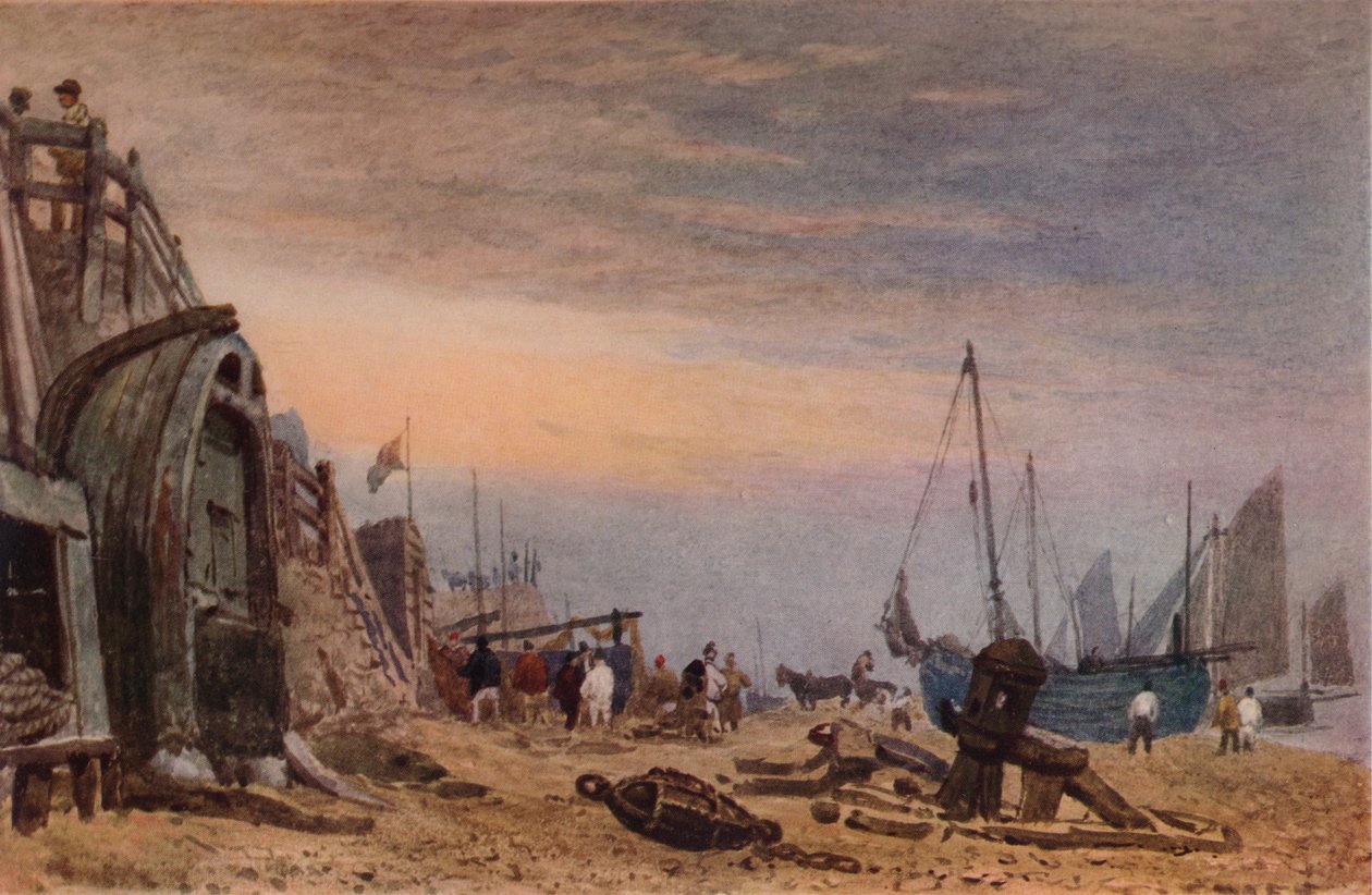 Brighton Beach, odklízení oparu, c1820 od Frederick Nash