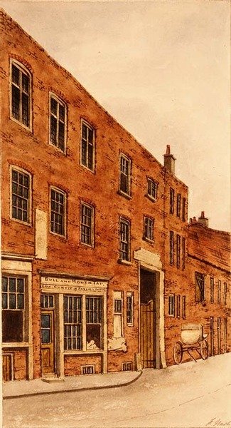 Bull and Mouth Inn, St. Martin le Grand od Frederick Nash