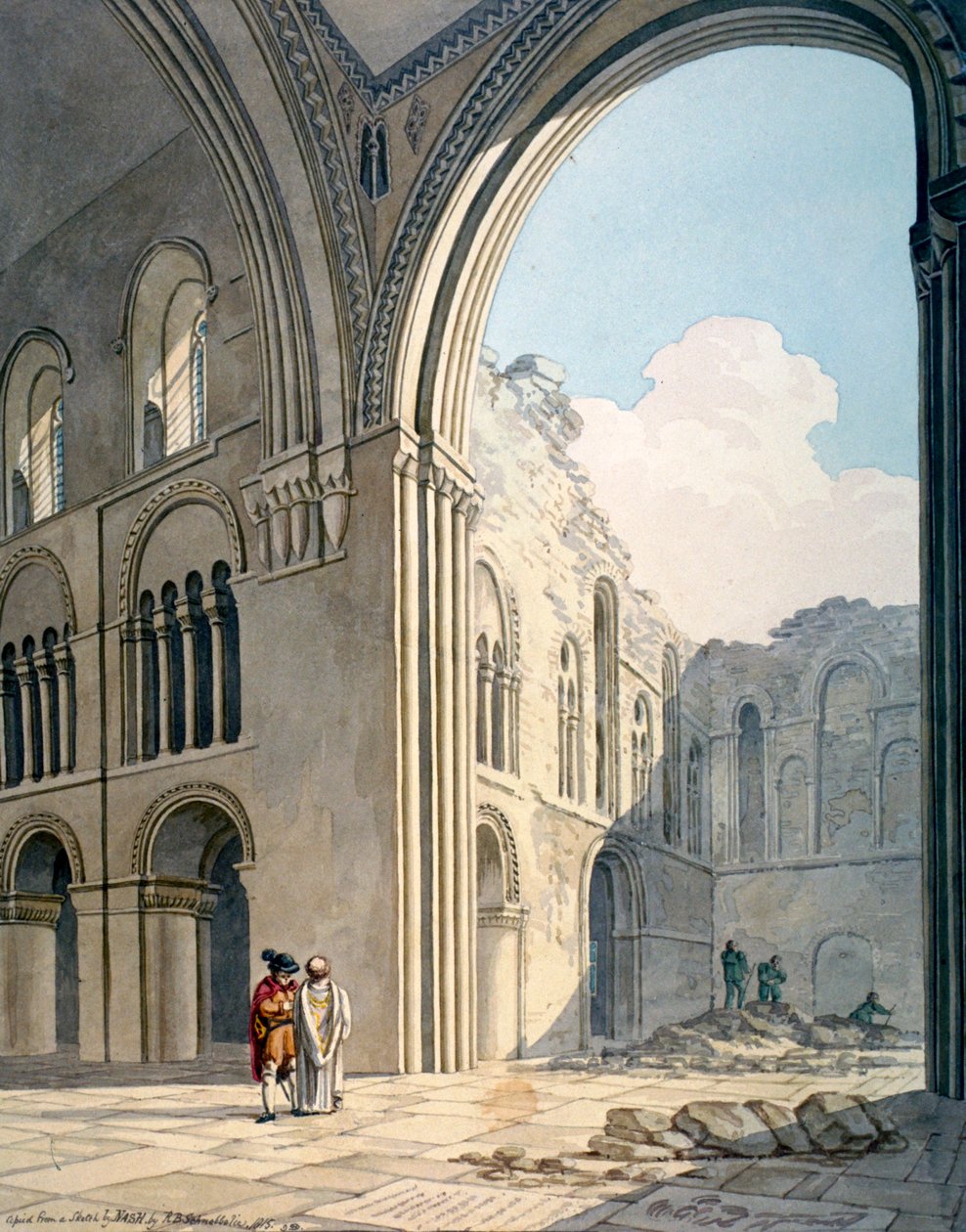 Sbor kostela svatého Bartoloměje-Velikého během oprav, Smithfield, City of London, 1815 od Frederick Nash