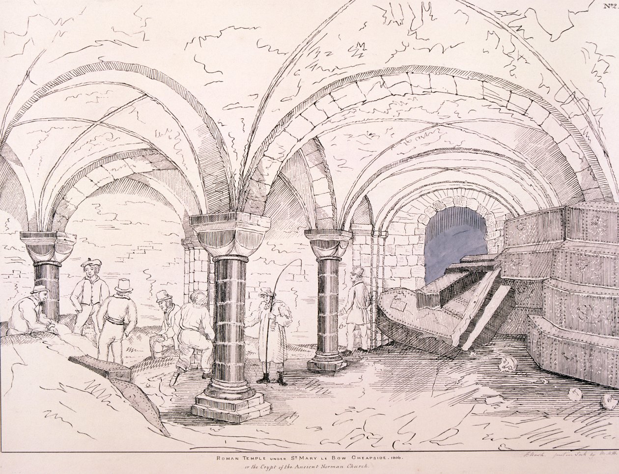 Krypta St Mary-le-Bow, c1819 od Frederick Nash