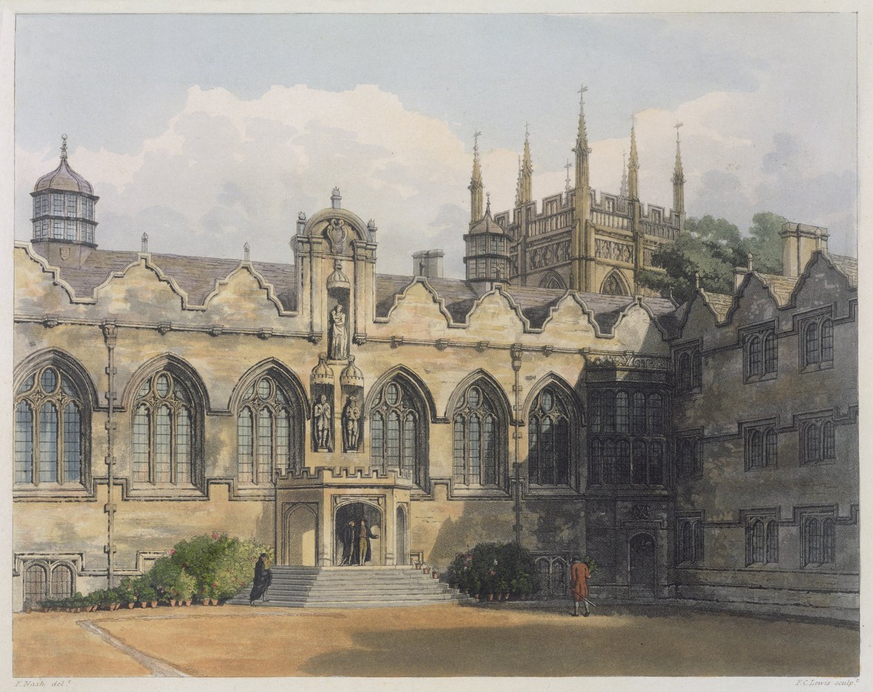 Exteriér Oriel College, ilustrace z 