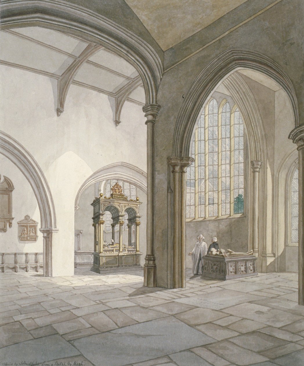 Vnitřní jihozápadní pohled na kostel St Helen, Bishopsgate, City of London, 1820 od Frederick Nash