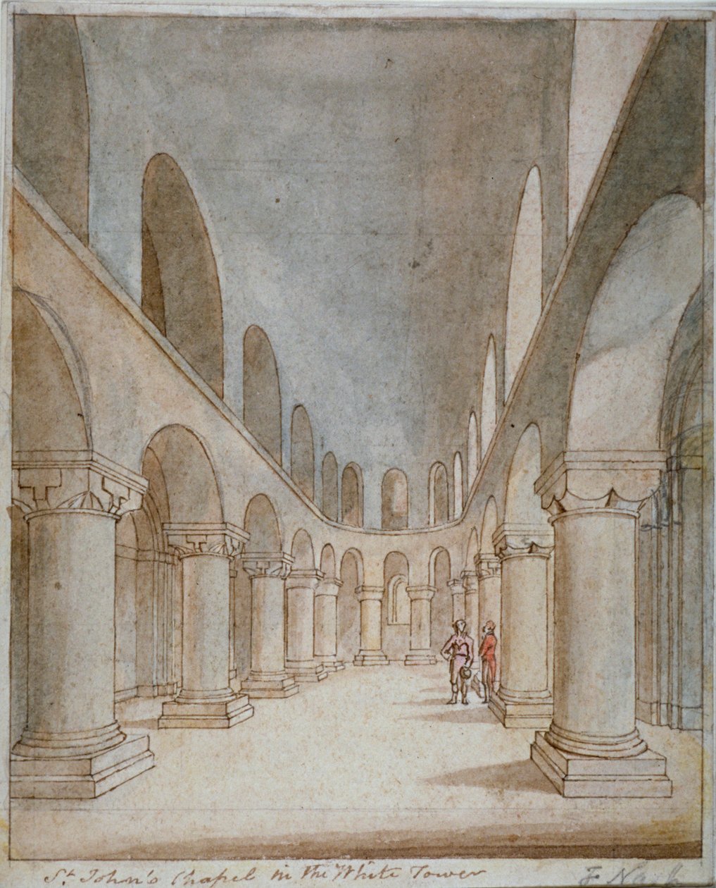 Vnitřní pohled na kapli svatého Jana, Tower of London, c1810 od Frederick Nash