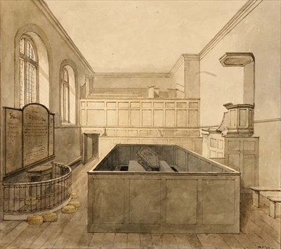 Kaple, věznice Newgate (akvarel) od Frederick Nash