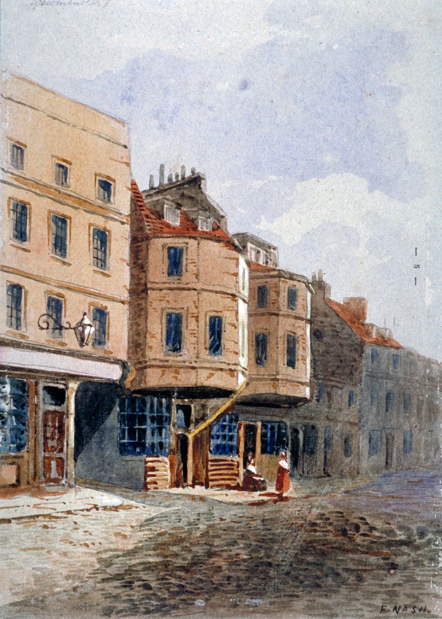 Pohled na dům Olivera Cromwella, Clements Lane, Westminster, Londýn, c1840 od Frederick Nash