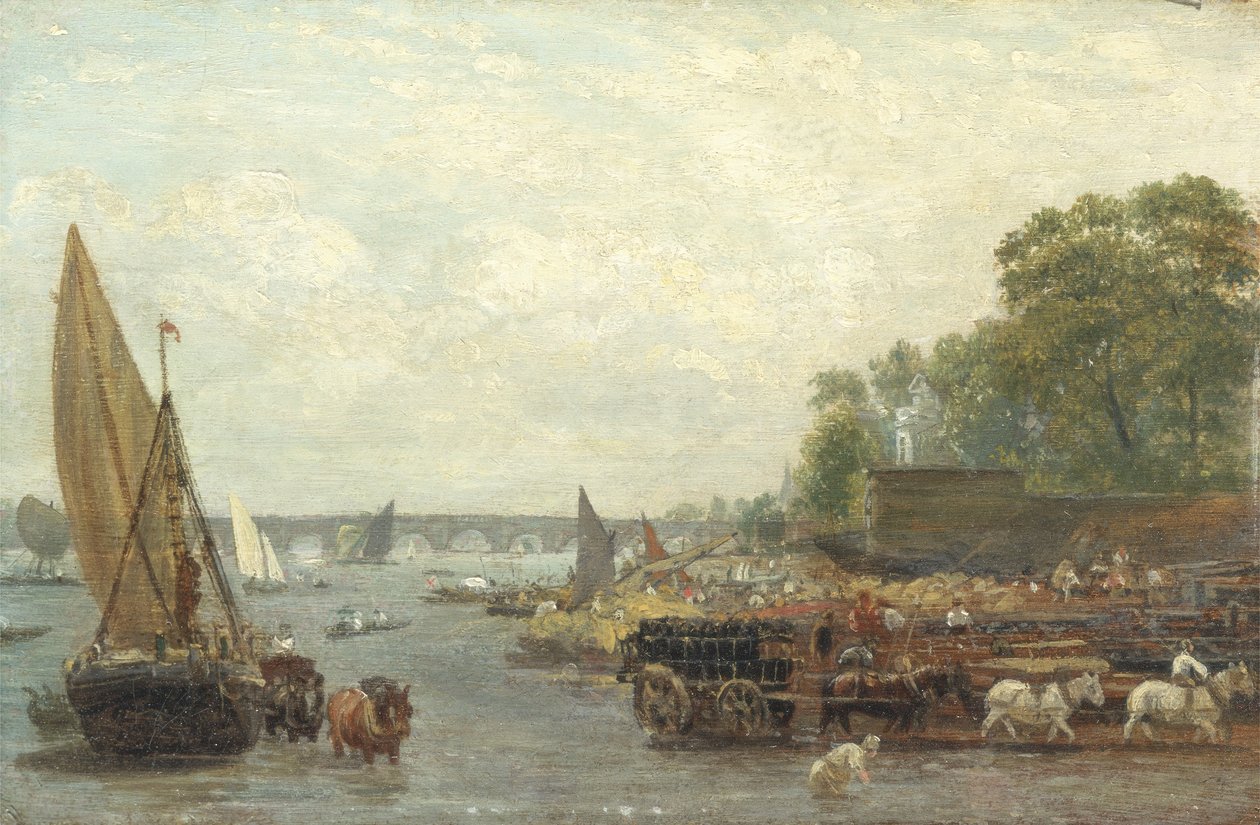 Westminster Bridge, c.1820-30 (olej na panelu) od Frederick Nash