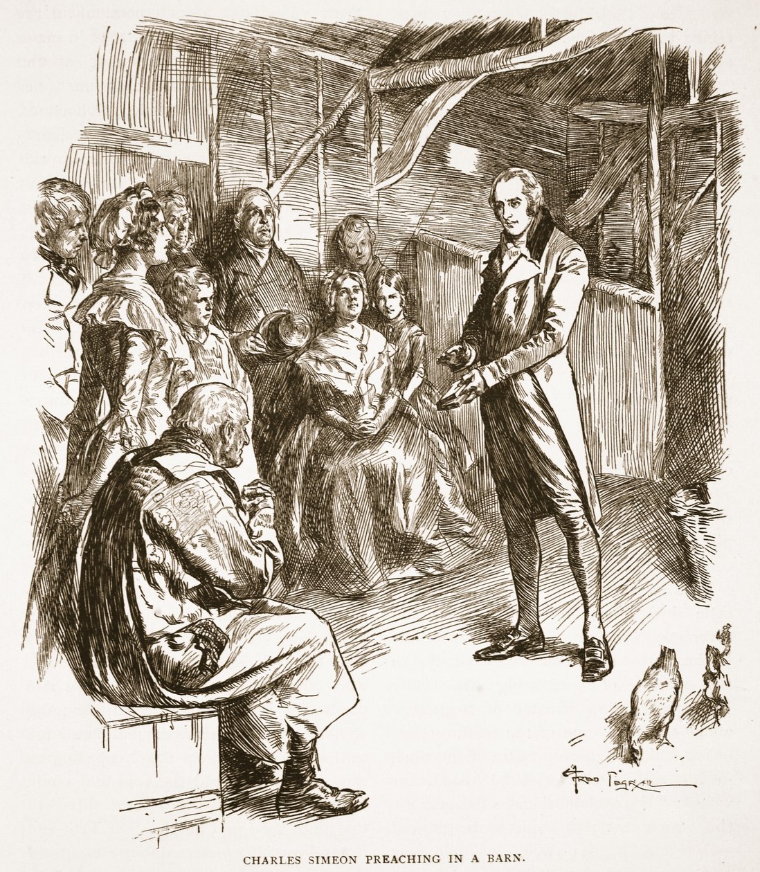 Charles Simeon káže ve stodole, ilustrace z 