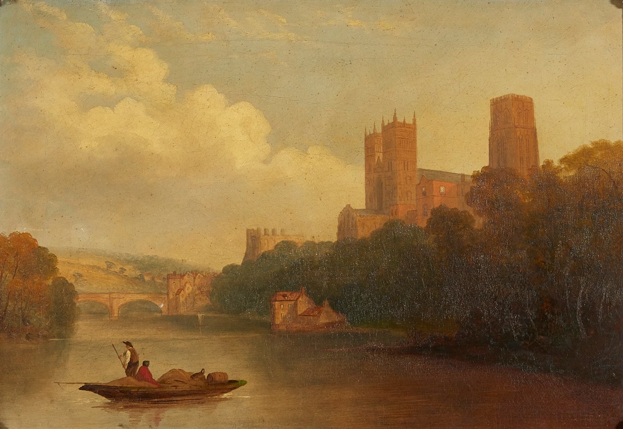 Durham from the River (olej na plátně) od Frederick Richard (manner of) Lee
