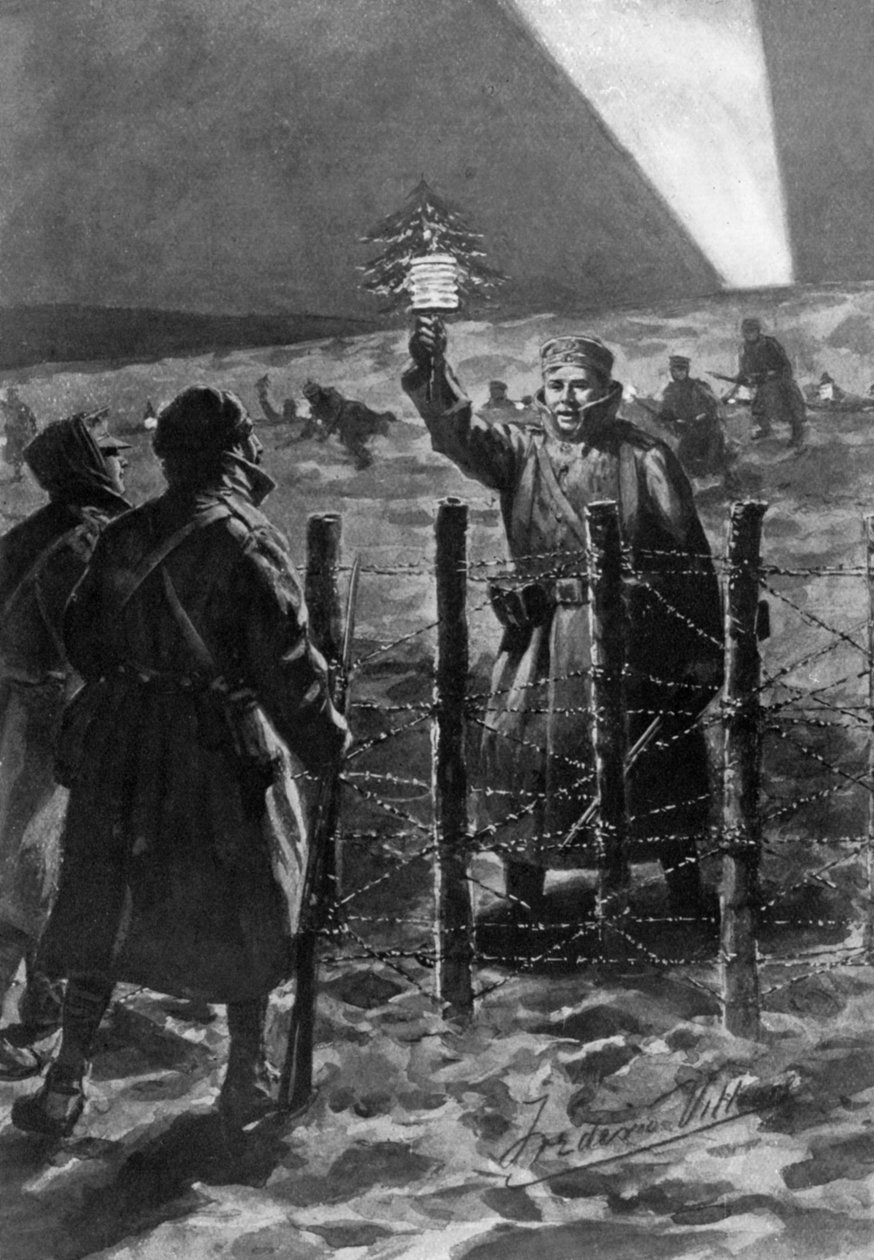 Vánoční incident v zákopech na západě, prosinec 1914, 1920. od Frederick Villiers