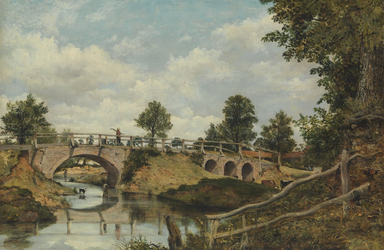 Starý most v Hendon, Middlesex, ca. 1828. od Frederick W Watts