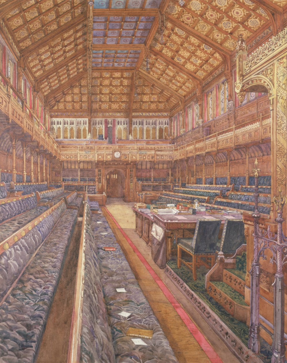 Interiér Dolní sněmovny, červen 1897 (wc na papíře) od Frederick Walter Lee