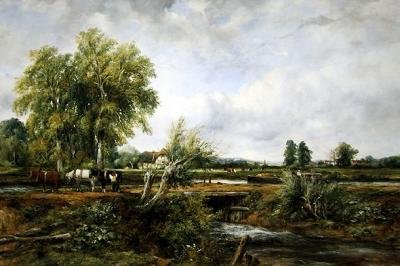 Lockgate u vesnice (olej na plátně) od Frederick Waters Watts