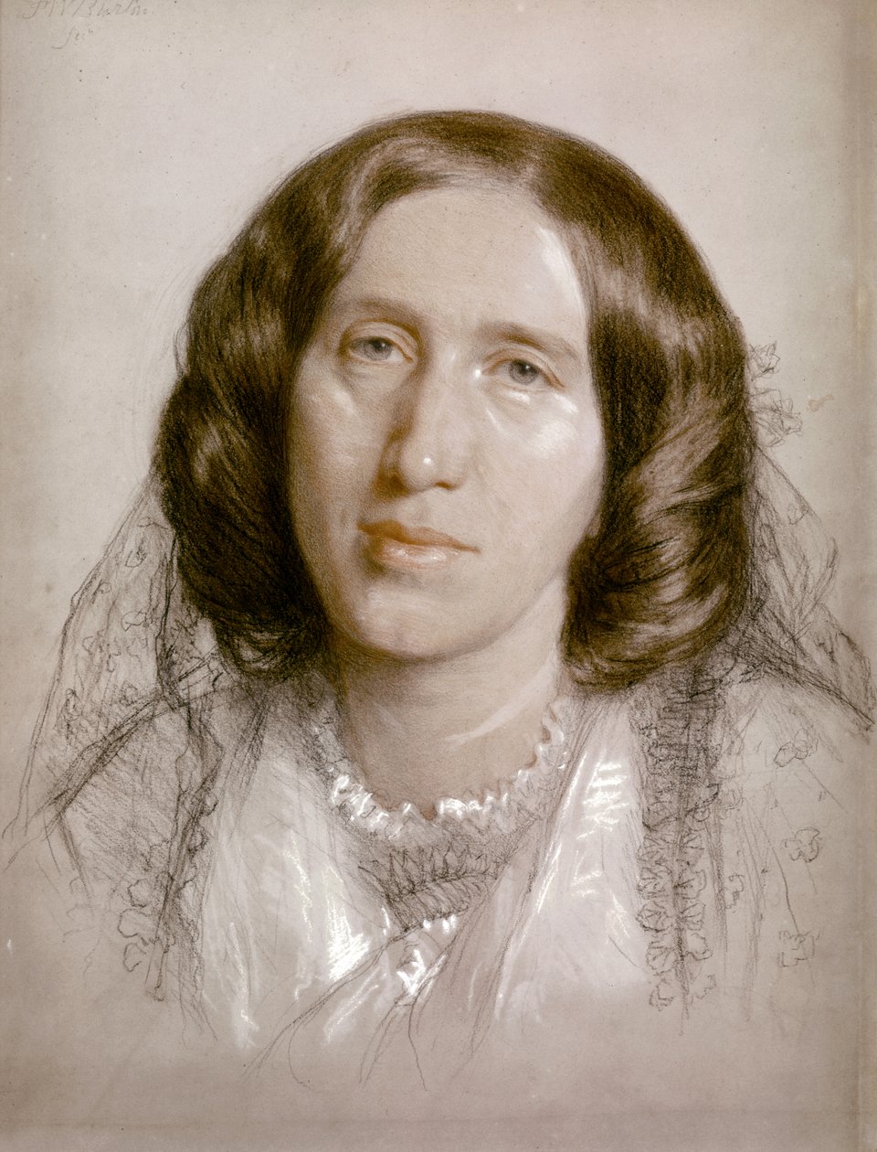 George ELIOT, Portrét 1865 (papír, křída) od Frederick William Burton