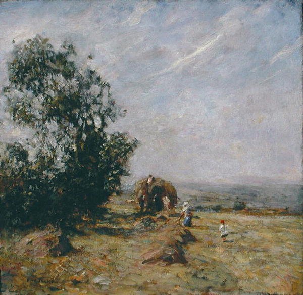 Scéna sklizně (olej na palubě) od Frederick William Jackson