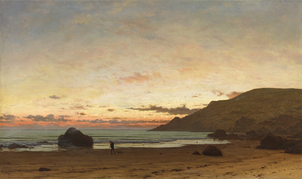 Pobřežní scéna s mužem a psem, 1886 od Frederick William Meyer