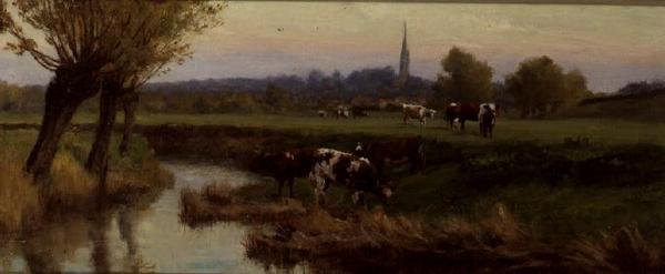 Krávy pasoucí se u řeky od Frederick William Newton Whitehead