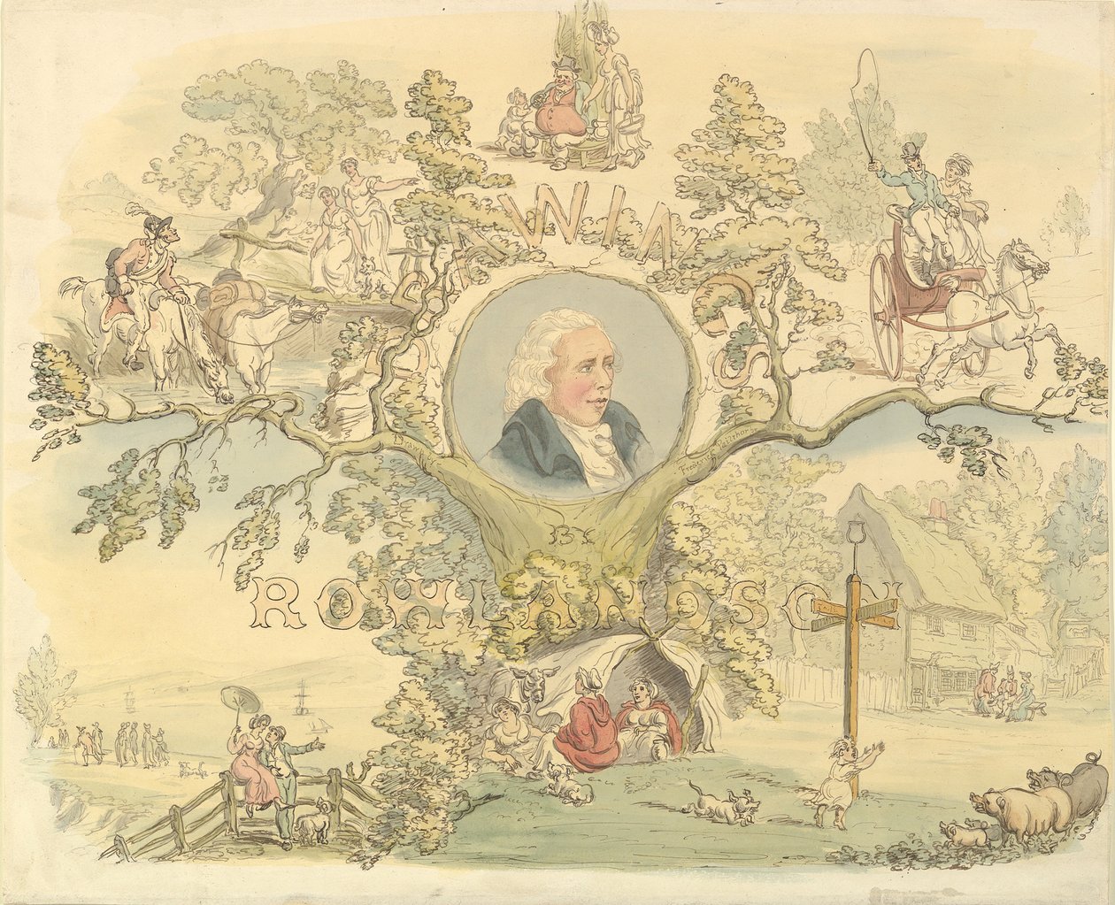Design pro titulní stránku ve způsobu Rowlandson, 1858-1914. od Frederick William Pailthorpe