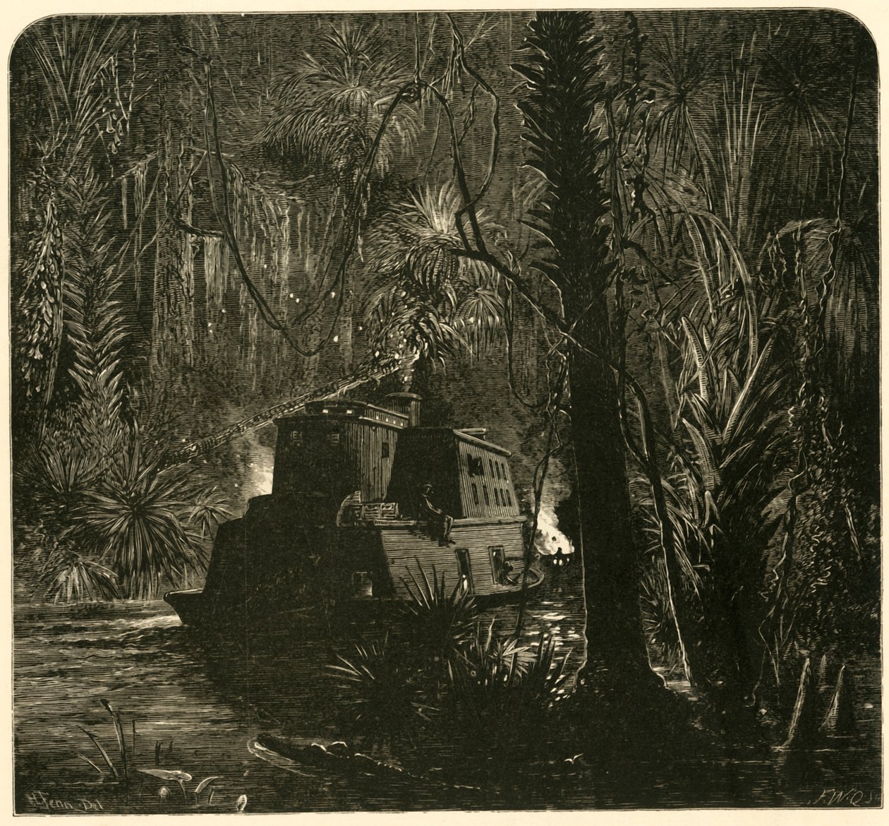 „Vystupování po řece Ocklawaha v noci“, 1872. od Frederick William Quartley