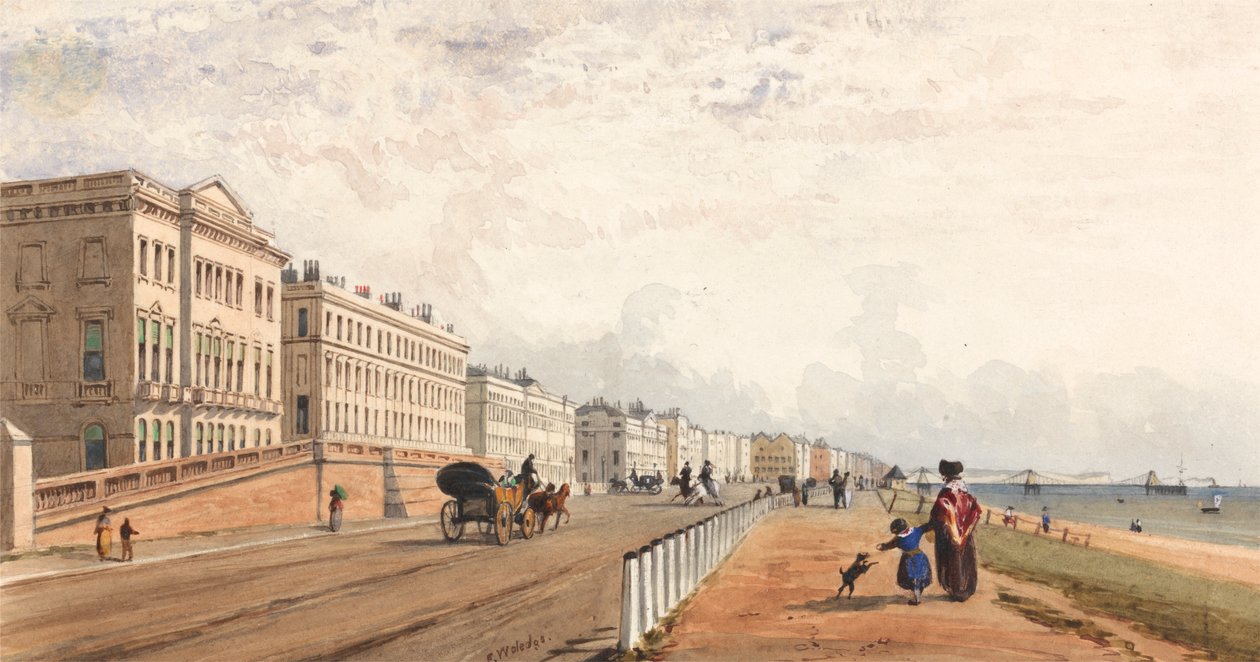 Brighton: přední a řetězové molo vidět v dálce od Frederick William Woledge